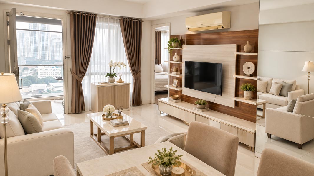 Area duduk apartemen 1Park Residences