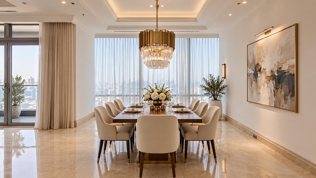 Ruang makan apartemen Raffles Residences